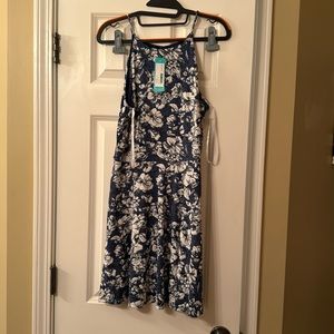 Denim and white floral printed dress